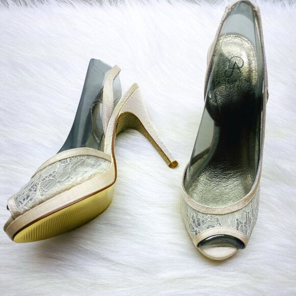 Adrianna Papell Shoes - Adrianna Papell Georgi LC Ivory 1890 Mesh Lace Heels Size 7 M